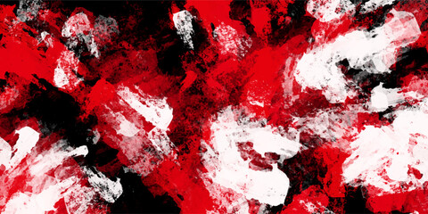 Bold red, black, and white abstract thick paint dab texture, messy grunge acrylic block brush stroke background, chaotic expressionist canvas graphic resource for striking dark digital art and posters © Fannaan