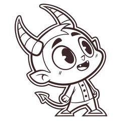 Fototapeta premium Chibi Demon Sticker Minimal