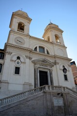 Fototapeta premium Rome, Italy 09.05.2020: Amazing view of the Facade of the Church Trinità Dei Monti