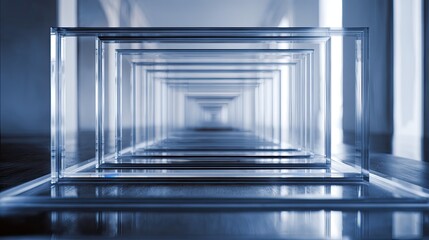 Fototapeta premium Glass frames creating an infinite tunnel perspective