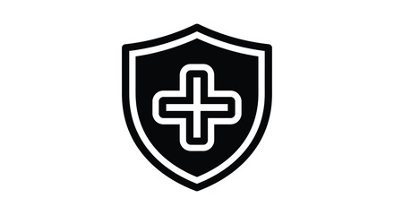 Fototapeta premium shield icon with cross symbol on white background