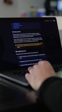 Older male university student receives alert warning notification for violating academic integrity policies by using AI chatbot for assignment concept