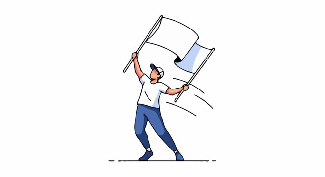 A person waving a flag