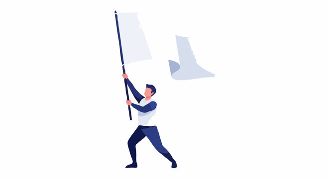 A person holding a white flag signaling surrender or truce 