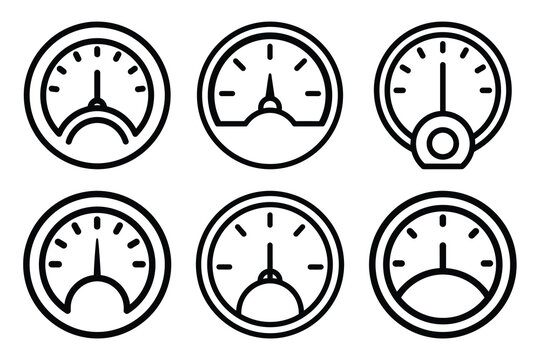 Hand drawn  barometer weather outline icon set. Minimal Line art weather icons.