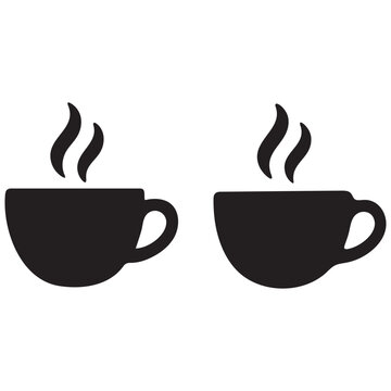 coffee cup silhouettes with steam on white background high quality professional detailed modern elegant stylish clean