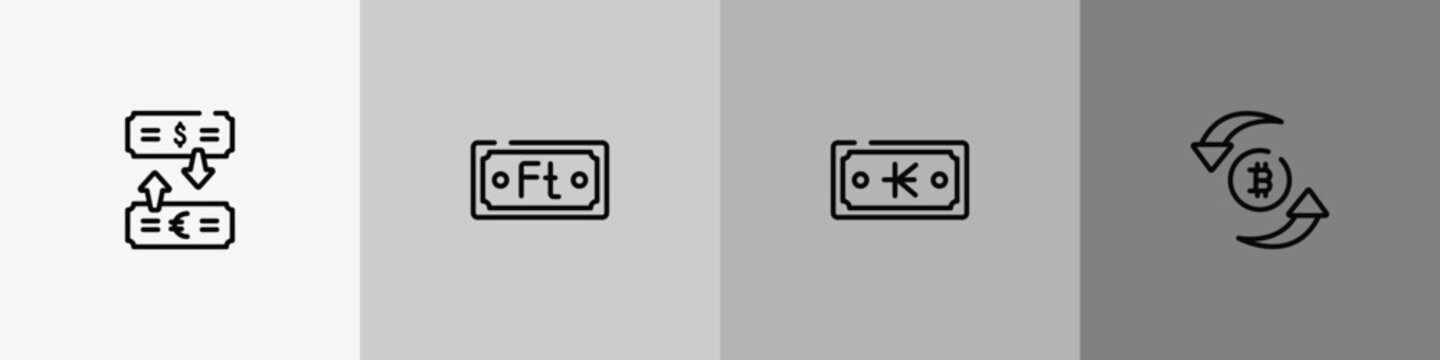 startup outline icon set featuring locker, firewall, film strip, graph line icons.