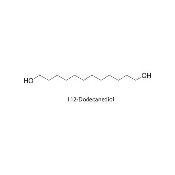1,12-Dodecanediol skeletal structure. diol compound schematic illustration. Simple diagram, chemical formula.