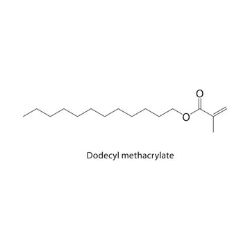 Dodecyl mercaptoacetate skeletal structure. ester compound schematic illustration. Simple diagram, chemical formula.