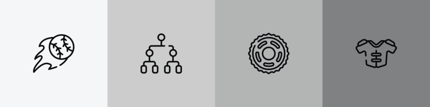 american football outline icon set featuring home run, playoff, sprocket, protections icons.