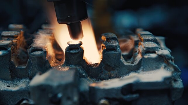 Metal product being created by an industrial machine using selective laser melting, building complex structures with precision for modern manufacturing
