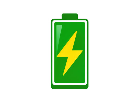 A green battery with a yellow lightning icon, often used in electronic devices