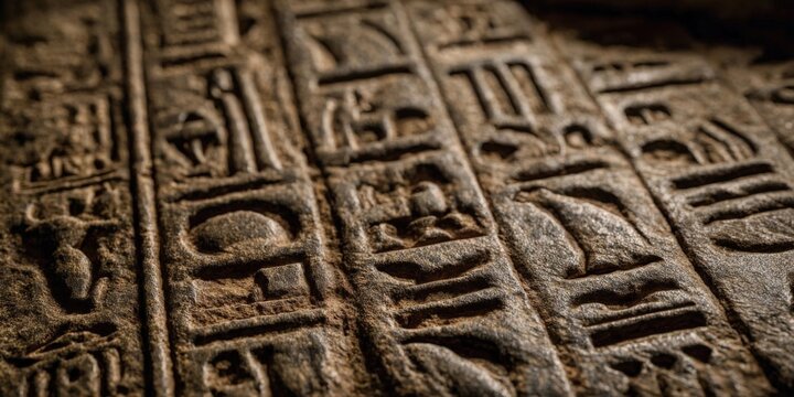 Ancient Egyptian Hieroglyphs on Stone Tablet - Historical Civilization Artwork