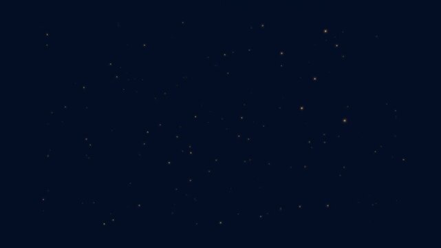 Slow pan across star filled night sky showing scattered twinkling stars and subtle drift over deep dark space background with minimal ground reference