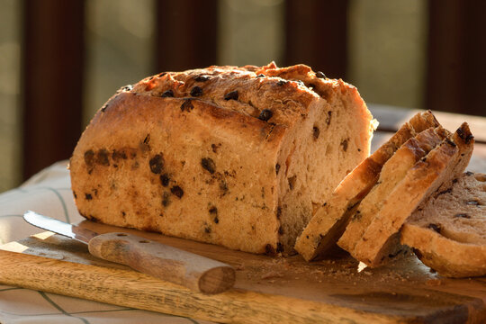 Artisan bread on a wooden board