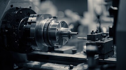 Fototapeta premium Cnc lathe machine working in metal fabrication process