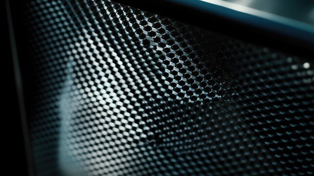Dark carbon fiber honeycomb texture with sleek geometric grid, modern high tech surface and metallic sheen seamless, durable composite pattern for industrial and luxury design