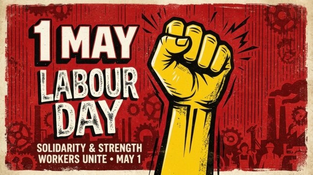 Vintage Style International Labour Day Solidarity and Strength Poster