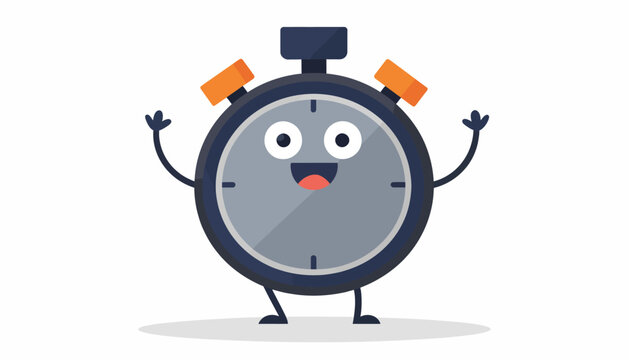Cartoon Stopwatch Character With Smile.