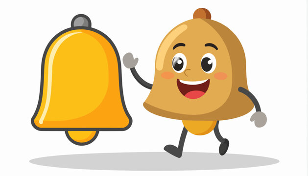 Smiling Cartoon Bell Character Running Happy.