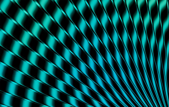 Abstract Turquoise Metallic Ripples Radiating from Central Point with Glossy Texture Background