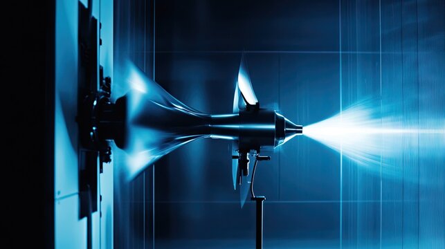 Jet engine stream test in a wind tunnel