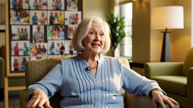 Woman Shares Stories, Engaging and Joyful Interview, With Laughs and Gestures in a Room