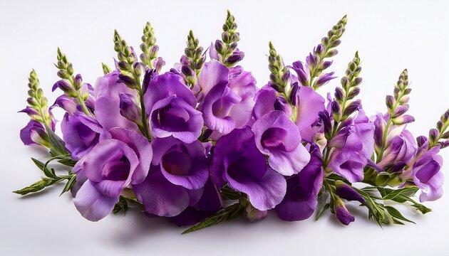 purple snapdragon flowers on white background
