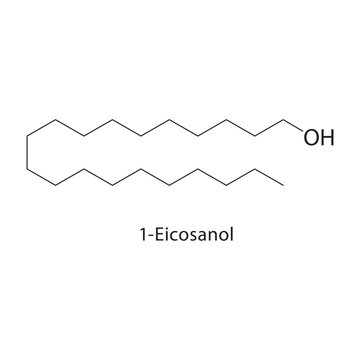 1-Eicosanol skeletal structure. alcohol compound schematic illustration. Simple diagram, chemical formula.