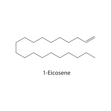 1-Eicosene skeletal structure. alkene compound schematic illustration. Simple diagram, chemical formula.
