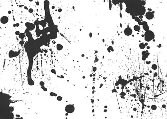 Obraz premium Black Ink Splatter Texture on White Background - Abstract Paint Drips & Splashes