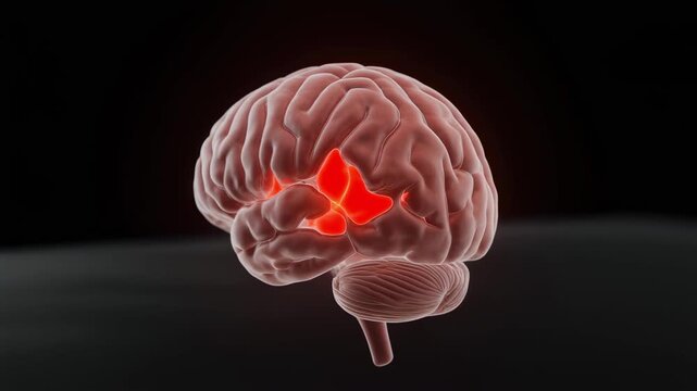 Human brain cross section with highlighted regions in ultra realistic 3D rendering isolated view for medical visualization illustrating neurological analysis and cognitive function mapping