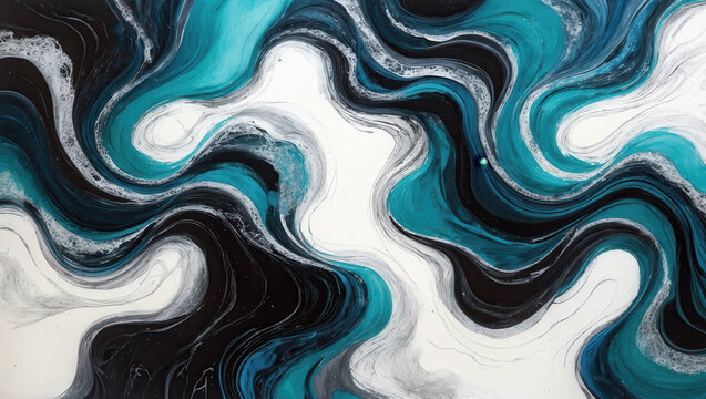Swirls of blue black and white