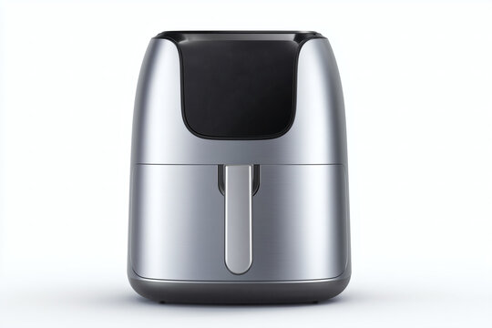Modern black air fryer with digital display, kitchen appliance 