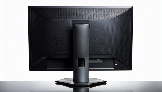 black lcd desktop screen stand back view