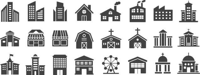 Obraz premium set of black and white buildings vector illustration