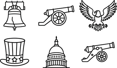 Fototapeta premium USA Patriotic Icons Collection Set