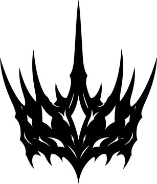 Sharpblackmetalspikycrownornamentisolatedonwhitebackground