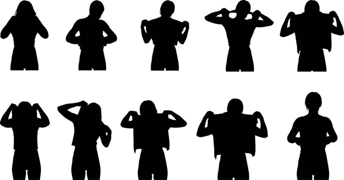 Silhouettes of people in various poses a collection of human figures