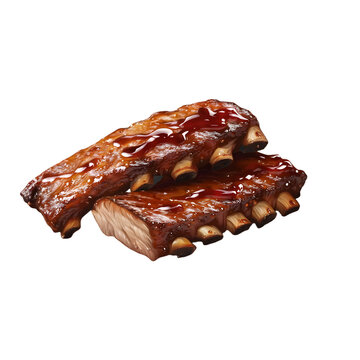 BBQ ribs glazed with sauce illustration vector style isolated die-cut