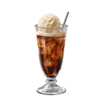 Root beer float with ice cream scoop illustration vector style isolated die-cut