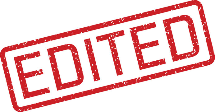 Red 'edited' stamp impression on white background