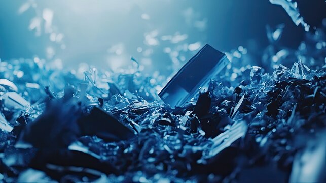 Crushed plastic debris creating ocean environmental pollution