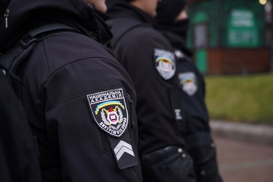 Police uniform shoulder patch close-up