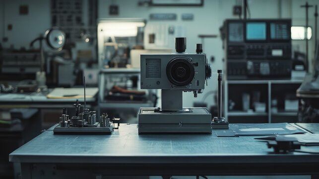 Research laboratory space with scientific measuring equipment