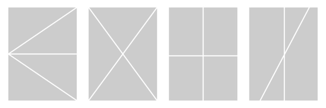 Set of comic 4 frame photo collage layout