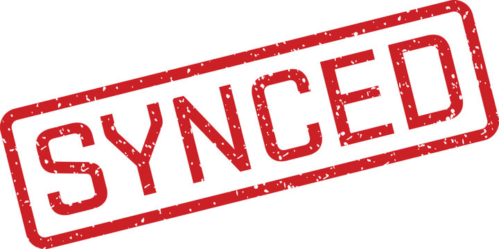 Red 'synced' stamp a visual representation of data synchronization