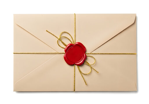 An envelope with a red wax seal