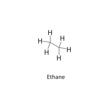 Ethane skeletal structure. alkane compound schematic illustration. Simple diagram, chemical formula.