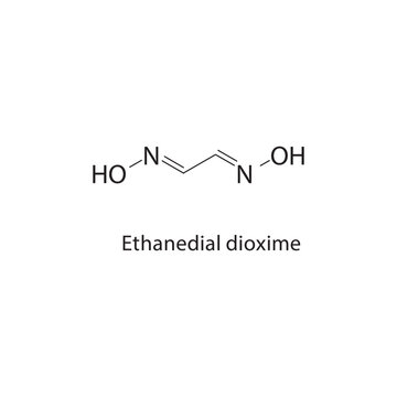 Ethanedial dioxime skeletal structure. oxime compound schematic illustration. Simple diagram, chemical formula.